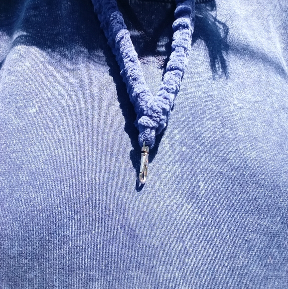 Plush navy blue hand crafted crochet lanyard - Picture 1 of 3